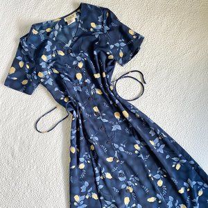 Vintage Blue Floral Maxi Dress